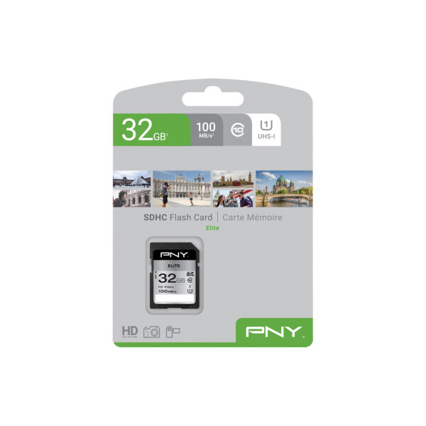 PNY Elite - 32 GB - SDHC - Klasse 10 - UHS-I - Class 1 (U1) - Schwarz