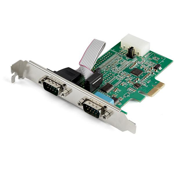 StarTech.com Serielle PCI Express RS232-Adapterkarte mit 2 Anschlüssen - 16950 UART - 256-Byte-FIFO-Cache - ASIX AX99100 - Vollprofilhalterung - Ersatz für PEX2S952 (PEX2S953) - PCIe - Seriell - PCIe 1.1 - RS-232 - Grün - 222366 h