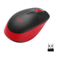 Logitech M191 - Beidh&auml;ndig - Optisch - RF Wireless - 1000 DPI - Schwarz - Rot