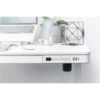 DIGITUS DA-90406 - Elektrisch höhenverstellbarer Tisch120x60x12cm top 50kg Last, USB-Ladeanschlüsse, weiß