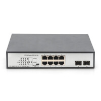 DIGITUS DN-95140 - 8-Port Gigabit Switch 8xRJ45 (6xPoE)+ 2G SFP 180W Support 802.3 af/at/bt standard