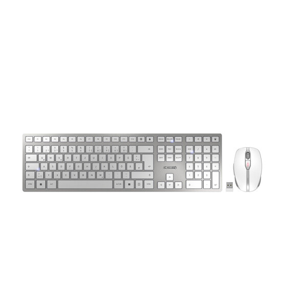 Cherry DW 9100 SLIM - RF Wireless + Bluetooth - QWERTZ - Silber - Maus enthalten