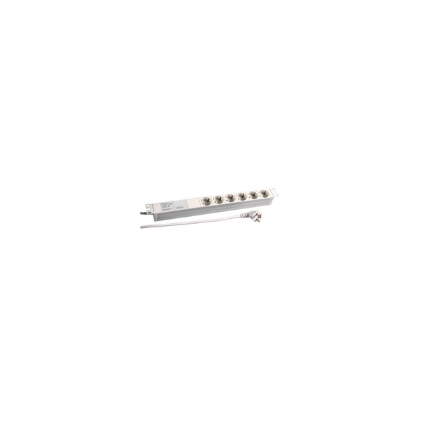 EFB Elektronik 19" 1HE Steckdosenleiste 6 x CEE 7/3 mit Gerätevollschutz, RAL7035