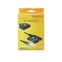 Delock USB 3.0 Card Reader All in 1 - CF - Speicherstick (MS) - microSDHC - MMC - MS Duo - MS PRO - MS PRO Duo - SD - SDHC - SDXC - xD - Schwarz - Windows XP - Vista - 7 Mac OS 10.5 - 10.6 - Linux ex Kernel 2.6 - USB 3.2 Gen 1 (3.1 Gen 1) - Box - USB