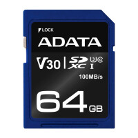 ADATA ASDX64GUI3V30S-R - 64 GB - SDXC - Klasse 10 - UHS-I - 100 MB/s - 60 MB/s