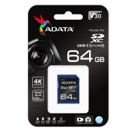 ADATA ASDX64GUI3V30S-R - 64 GB - SDXC - Klasse 10 - UHS-I - 100 MB/s - 60 MB/s