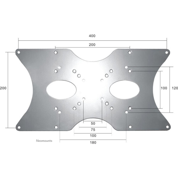 Neomounts by Newstar Vesa-Platte - Silber - 35 kg - 50 x 50,75 x 75,100 x 100,120 x 120,200 x 100,200 x 200,400 x 200 - 132,1 cm (52 Zoll) - 55,9 cm (22 Zoll) - 425 mm