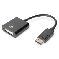 DIGITUS DB-340414-001-S - DisplayPort Adapterkabel, DP - DVI (24+5) M/F, 0.15m,m/Verriegelung, DP 1.1 komp., CE, sw