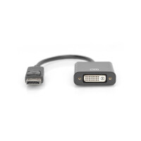 DIGITUS DB-340414-001-S - DisplayPort Adapterkabel, DP - DVI (24+5) M/F, 0.15m,m/Verriegelung, DP 1.1 komp., CE, sw