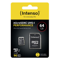 Intenso microSDXC 64GB Class 10 UHS-I U1 Performance - Extended Capacity SD (MicroSDHC)