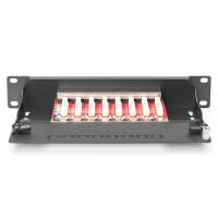 DIGITUS DN-91608S-EA - CAT 6A Patch Panel, geschirmt,8-Port 1HE, 10", Rack Mount,schwarz RAL 9005