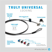 HP Sure Key Kabelschloss - 1,83 m - Schl&uuml;ssel - Schwarz - Silber
