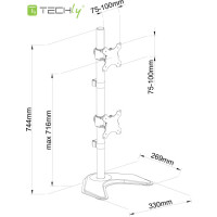 Techly Schreibtischhalterung für 2 LCD TV LED 13"-27", mit Standfuß