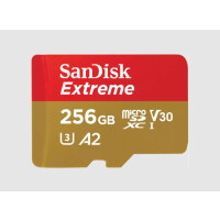 SanDisk Extreme microSDXC 256GB+SD Adapater 190MB/s 130MB/s A2 C10 V30 UHS-I U3