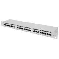 Intellinet 24-Port Cat6a Patchpanel - geschirmt - FTP - 1 HE - Klemmleisten mit 90 Grad abgewinkelten Kabeleinführungen - grau - IEEE 802.3,IEEE 802.3ab,IEEE 802.3u - Gigabit Ethernet - Cat6a - F/UTP (FTP) - 22/24 - Grau