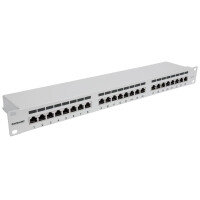 Intellinet 24-Port Cat6a Patchpanel - geschirmt - FTP - 1 HE - Klemmleisten mit 90 Grad abgewinkelten Kabeleinführungen - grau - IEEE 802.3,IEEE 802.3ab,IEEE 802.3u - Gigabit Ethernet - Cat6a - F/UTP (FTP) - 22/24 - Grau