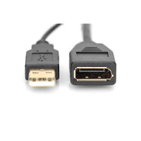 DIGITUS AK-330101-002-S - HDMI M auf DP F mit externer Stromversorgung 4K@30Hz. 0,2 m Schwarz