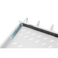 DIGITUS DN-97680 - 1HE Fachboden festeinbau für 600 mm tiefe Schränke inkl. Kabelmanagement, grau