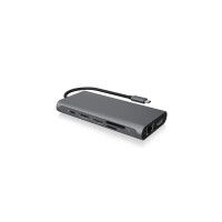 ICY BOX IB-DK4050-CPD - USB 3.2 Gen 1 (3.1 Gen 1) Type-C - DisplayPort - HDMI - RJ-45 - USB 2.0 - USB 3.2 Gen 1 (3.1 Gen 1) Type-A - 3840 x 2160 Pixel - MicroSD (TransFlash) - SD - 5000 Mbit/s - Anthrazit