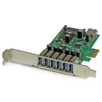 StarTech.com 7 Port PCI Express USB 3.0 Karte - PCIe - SATA,USB 3.2 Gen 1 (3.1 Gen 1) - Full-height / Low-profile - Grün - Metallisch - 3 m - 1920042 h