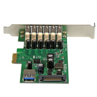 StarTech.com 7 Port PCI Express USB 3.0 Karte - PCIe - SATA,USB 3.2 Gen 1 (3.1 Gen 1) - Full-height / Low-profile - Grün - Metallisch - 3 m - 1920042 h