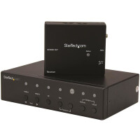StarTech.com Multi-Input HDBaseT Extender mit eingebautem Switch - DisplayPort - VGA und HDMI over CAT5 oder CAT6 - bis zu 4K - 4096 x 2160 Pixel - AV-Sender & -Empfänger - 70 m - Schwarz