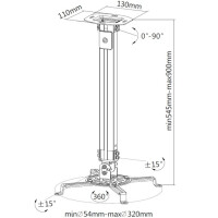 Techly Deckenhalterung für Beamer, ausziehbar, 54-90cm, Silber