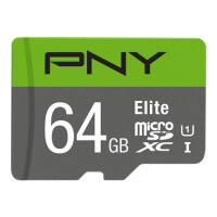 PNY Elite - 64 GB - MicroSDXC - Klasse 10 - Class 1 (U1) - Gr&uuml;n - Grau