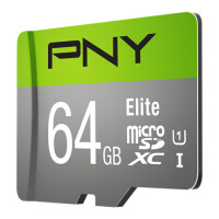PNY Elite - 64 GB - MicroSDXC - Klasse 10 - Class 1 (U1) - Grün - Grau