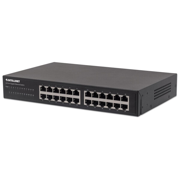 Intellinet 24-Port Gigabit Ethernet Switch - 24 x 10/100/1000 Mbit/s RJ45-Ports - IEEE 802.3az (Energy Efficient Ethernet) - Desktop - 19" Rackmount - Metall - Gigabit Ethernet (10/100/1000) - Vollduplex - Rack-Einbau
