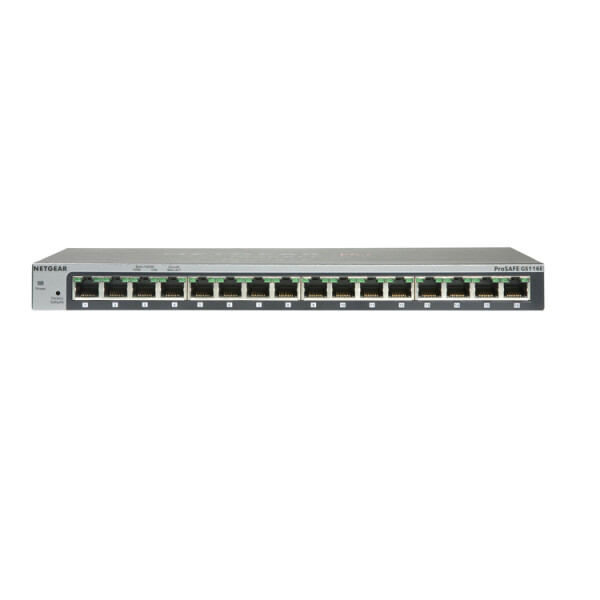 Netgear ProSafe GS116 16 Port Gigabit Desktop Switch - Switch - Kupferdraht 1 Gbps - 16-Port 3 HE - Extern