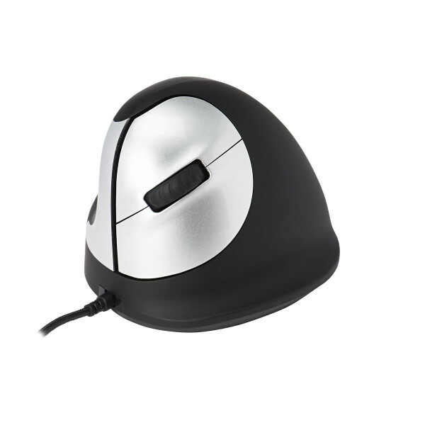 R-Go HE Mouse - Ergonomische Maus - Mittel (Handlänge 165-185mm) - linkshändig - kabelgebunden - Linkshändig - USB Typ-A - 3400 DPI - Schwarz - Silber