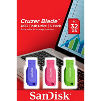 SanDisk Cruzer Blade 3x 32GB - 32 GB - USB Typ-A - 2.0 - Ohne Deckel - Blau - Gr&uuml;n - Pink