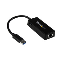 StarTech.com USB 3.0 Gigabit Ethernet Lan Adapter mit USB Port - Schwarz - Verkabelt - USB - Ethernet - 5000 Mbit/s - Schwarz