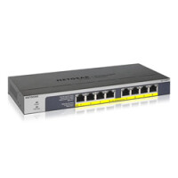 Netgear GS108PP - Unmanaged - Gigabit Ethernet (10/100/1000) - Vollduplex - Power over Ethernet (PoE) - Rack-Einbau - Wandmontage