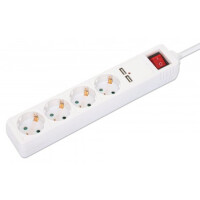 Manhattan Steckdosenleiste 4fach mit 2 USB-Port weiß AN/AUS