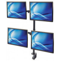Manhattan Tischhalterung mit Monitorarm für vier Displays - Für vier Displays von 13" bis 32" und bis zu 8 kg - zweifach schwenkbar - schwarz - Klemme - 32 kg - 33 cm (13 Zoll) - 81,3 cm (32 Zoll) - 100 x 100 mm - Schwarz