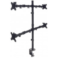 Manhattan Tischhalterung mit Monitorarm für vier Displays - Für vier Displays von 13" bis 32" und bis zu 8 kg - zweifach schwenkbar - schwarz - Klemme - 32 kg - 33 cm (13 Zoll) - 81,3 cm (32 Zoll) - 100 x 100 mm - Schwarz