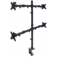 Manhattan Tischhalterung mit Monitorarm für vier Displays - Für vier Displays von 13" bis 32" und bis zu 8 kg - zweifach schwenkbar - schwarz - Klemme - 32 kg - 33 cm (13 Zoll) - 81,3 cm (32 Zoll) - 100 x 100 mm - Schwarz