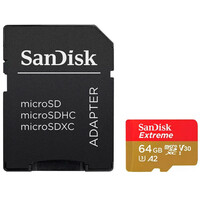 WD Extreme PLUS microSDXC 64GB+SD Adapter 200MB/s 90MB/s...