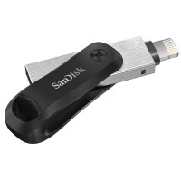 SanDisk iXpand - 64 GB - USB Type-A / Lightning - 3.2 Gen 2 (3.1 Gen 2) - Drehring - Schwarz - Silber