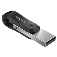 SanDisk iXpand - 64 GB - USB Type-A / Lightning - 3.2 Gen 2 (3.1 Gen 2) - Drehring - Schwarz - Silber