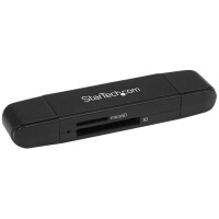 StarTech.com USB 3.0 Kartenleser f&uuml;r SD und microSD Karten - USB-C und USB-A - MMC,MicroSD (TransFlash),MicroSDHC,MicroSDXC,SD,SDHC,SDXC - Schwarz - 5000 Mbit/s - Kunststoff - Aktivit&auml;t - Leistung - 2000 GB