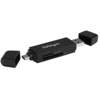 StarTech.com USB 3.0 Kartenleser f&uuml;r SD und microSD Karten - USB-C und USB-A - MMC,MicroSD (TransFlash),MicroSDHC,MicroSDXC,SD,SDHC,SDXC - Schwarz - 5000 Mbit/s - Kunststoff - Aktivit&auml;t - Leistung - 2000 GB