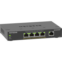 Netgear GS305EP Switch 5 Port Gigabit Ethernet LAN PoE Switch Plus (mit 4x PoE+ 63W - Managed Netzwerk Switch mit IGMP Snooping - QoS - VLAN - lüfterloses Metallgehäuse) - Managed - L2/L3 - Gigabit Ethernet (10/100/1000) - Vollduplex - Power over Ethernet