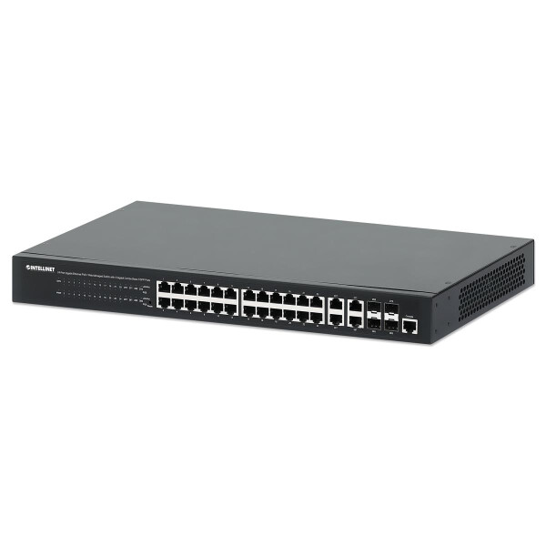 Intellinet 24-Port Gigabit Ethernet PoE+ Web-Managed Switch mit 4 - Switch - 1 Gbps