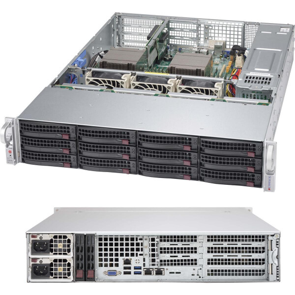 Supermicro SuperChassis 826BAC4-R1K23WB - Rack - Server - Schwarz - Ventilatorausfall - Festplatte - Netzwerk - Leistung - 1200 W - 3.5 Zoll