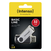 Intenso Basic Line - 32 GB - USB Typ-A - 2.0 - 28 MB/s - Drehring - Schwarz - Silber