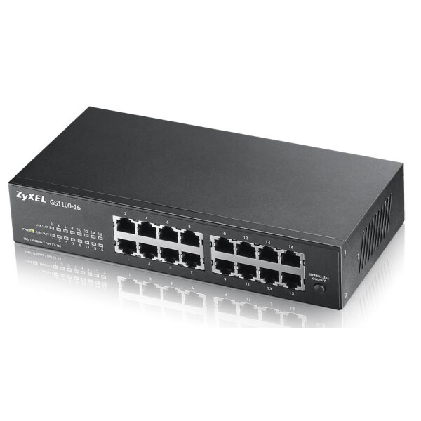 ZyXEL GS1100-16 - Unmanaged - Gigabit Ethernet (10/100/1000) - Rack-Einbau - Wandmontage