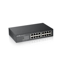 ZyXEL GS1100-16 - Unmanaged - Gigabit Ethernet (10/100/1000) - Rack-Einbau - Wandmontage